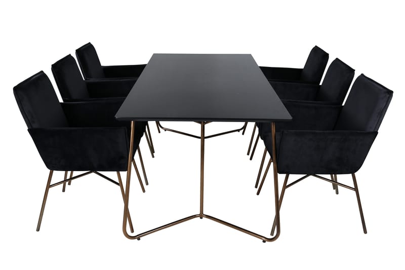 Petra Spisebordssæt 190 cm Rektangulær med 6 Petra Stole - Svart - Møbler - Borde - Spisebordssæt