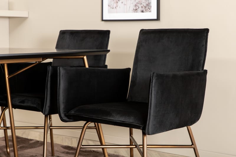 Petra Spisebordssæt 190 cm Rektangulær med 6 Petra Stole - Svart - Møbler - Borde - Spisebordssæt