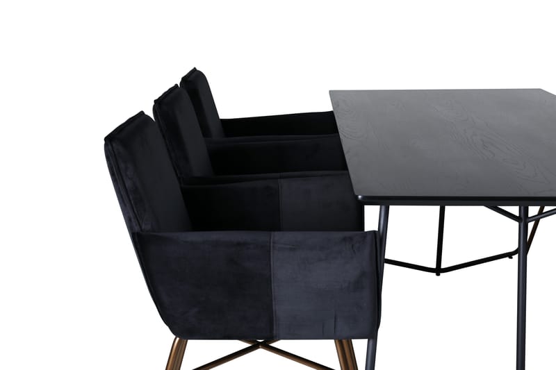 Petra Spisebordssæt 190 cm Rektangulær med 6 Petra Stole - Svart - Møbler - Borde - Spisebordssæt