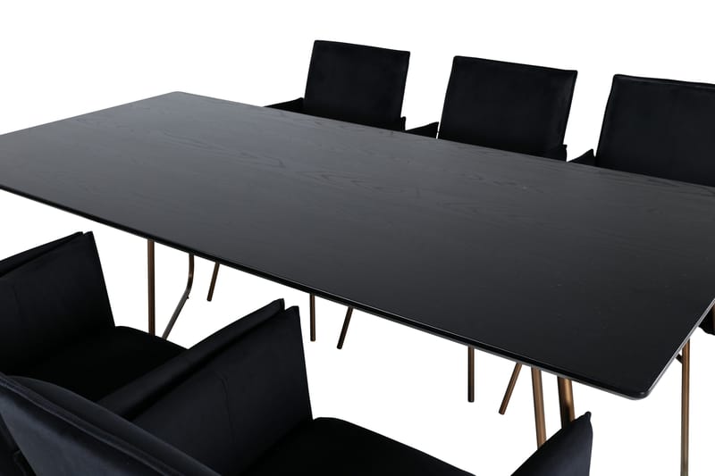 Petra Spisebordssæt 190 cm Rektangulær med 6 Petra Stole - Svart - Møbler - Borde - Spisebordssæt