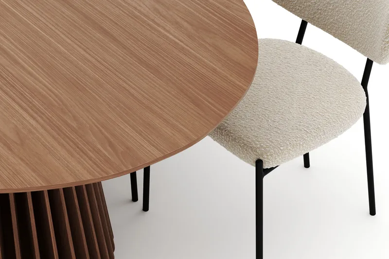 Peyra Ovalt Spisebord 200 cm med 6 Gemmiano Stole - Valnød - Møbler - Borde - Spisebordssæt