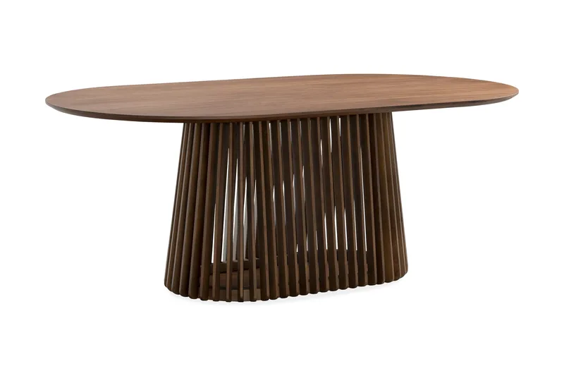 Peyra Ovalt Spisebord 200 cm med 6 Sawako Stole - Valnød - Møbler - Borde - Spisebordssæt