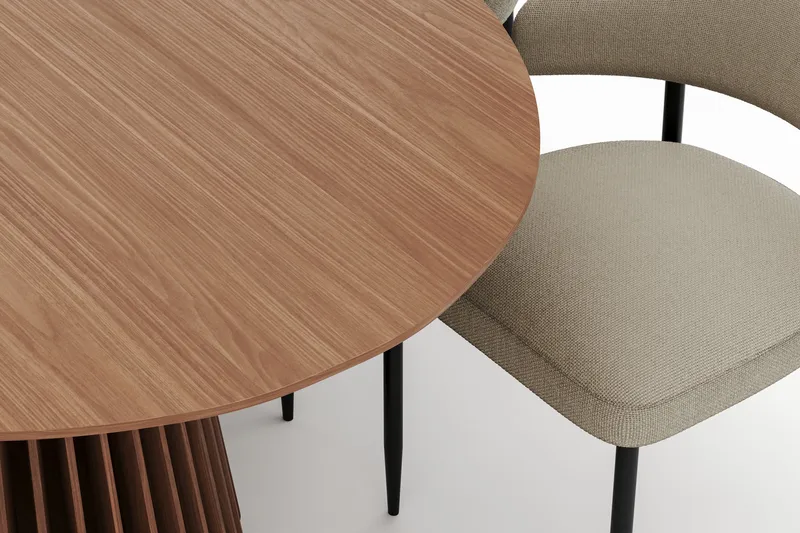 Peyra Ovalt Spisebord 200 cm med 6 Sawako Stole - Valnød - Møbler - Borde - Spisebordssæt