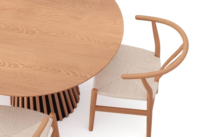 Peyra rund spisegruppe 110 cm eg med 4 Dastoori-spisebordsstole - Eg - Møbler - Borde - Spisebordssæt