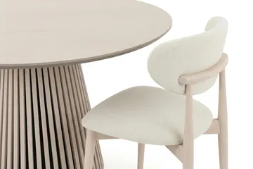 Peyra rund spisegruppe 130 cm hvidlaseret med 6 Molly-spisebordsstole - Hvidbejdset eg - Møbler - Borde - Spisebordssæt