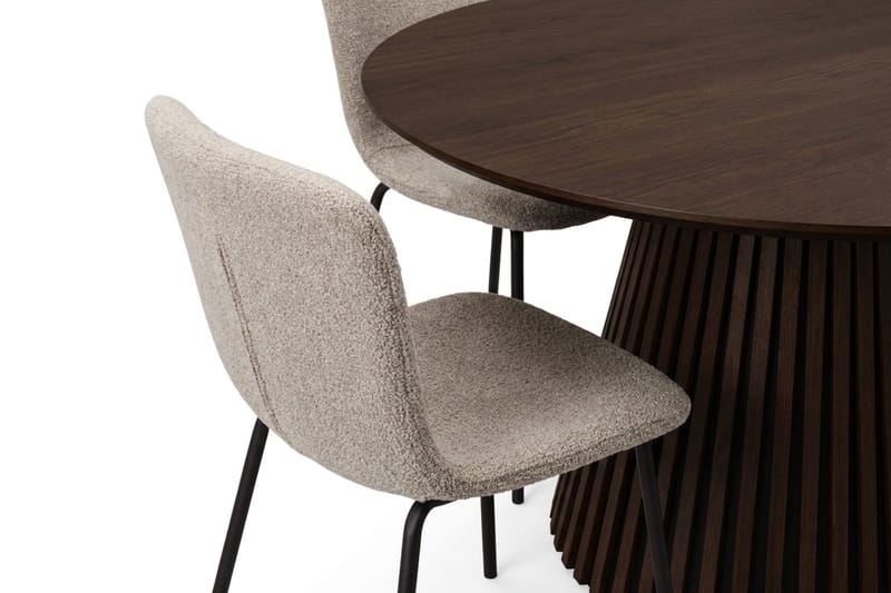 Peyra rund spisegruppe 130 cm i røget eg med 6 Katy-spisestole - Røget eg - Møbler - Borde - Spisebordssæt