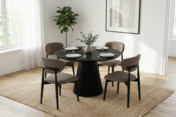 Peyra rundt spisebord 110 cm finér - Sortbejdset eg - Møbler - Borde - Spisebord og køkkenbord