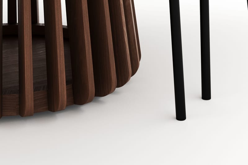 Peyra Rundt Spisebord 120 cm med 4 Gemmiano Stole - Valnød - Møbler - Borde - Spisebordssæt