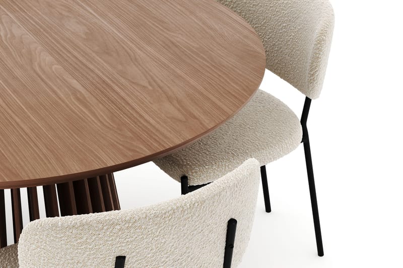 Peyra Rundt Spisebord 120 cm med 4 Gemmiano Stole - Valnød - Møbler - Borde - Spisebordssæt