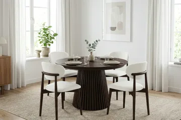 Peyra rundt spisebord med udtræk 120-220 cm finér - Røget eg - Møbler - Borde - Spisebord og køkkenbord