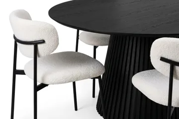 Peyra rundt spisebordssæt 180 cm sort med 8 Lucy spisebordsstole - Sort - Møbler - Borde - Spisebordssæt