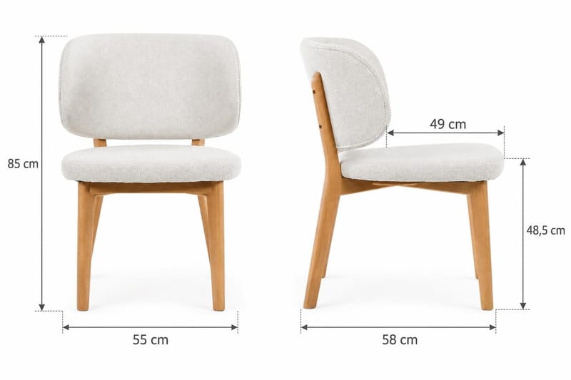 Peyra Rundt Udtrækkeligt Spisebordssæt 120-220 cm – Spisebord med 4 Eira Spisestole i Træ med Egetræslook - Natur - Møbler - Borde - Spisebordssæt