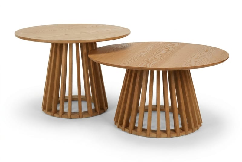 Peyra Sofabord / Indskudsbord Rundt 86/60 cm Finér, Eg