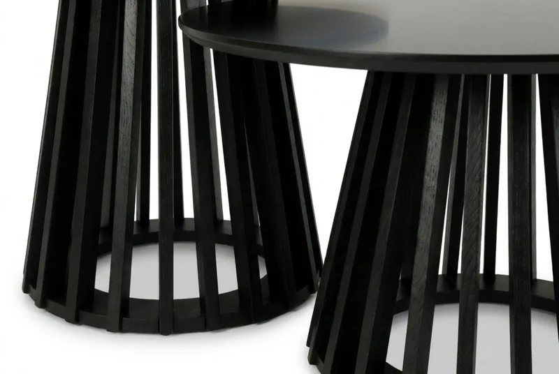 Peyra Sofabord / Indskudsbord Rundt 86/60 cm Finér - Sort - Møbler - Borde - Sofabord