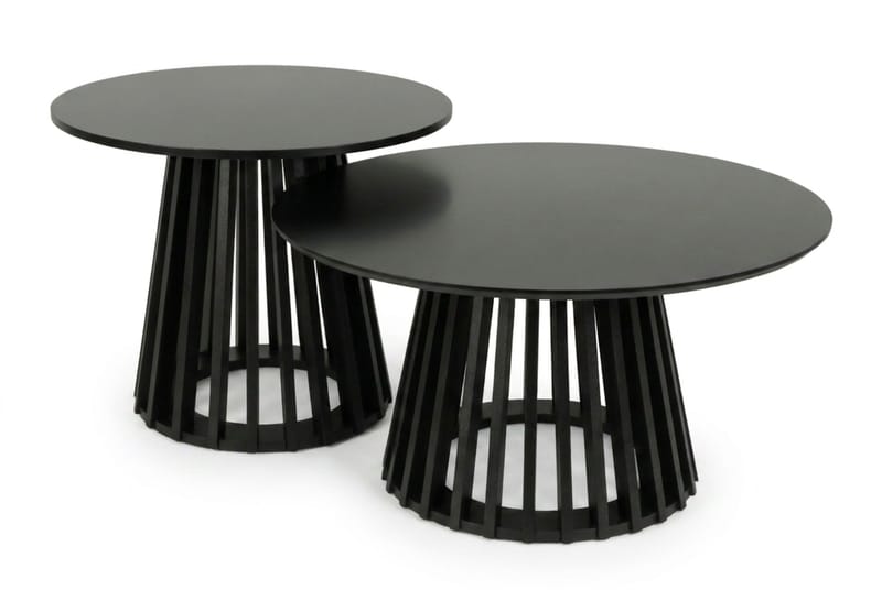 Peyra Sofabord / Indskudsbord Rundt 86/60 cm Finér, Sort