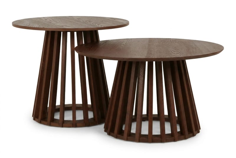 Peyra Sofabord / Indskudsbord Rundt 86/60 cm Finér - Valnød - Møbler - Borde - Sofabord