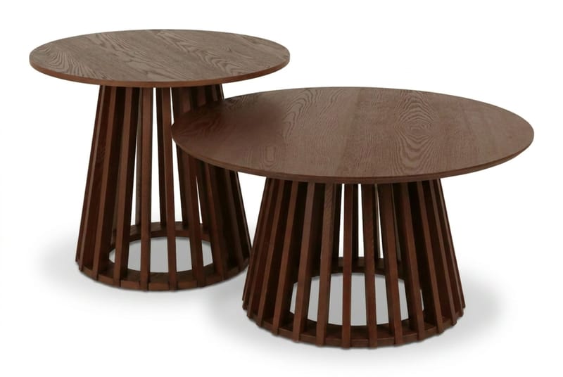 Peyra Sofabord / Indskudsbord Rundt 86/60 cm Finér, Valnød