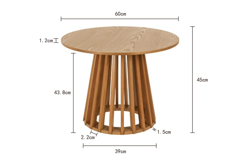 Peyra sofabord rundt 60 cm finér - Eg - Møbler - Borde - Sofabord