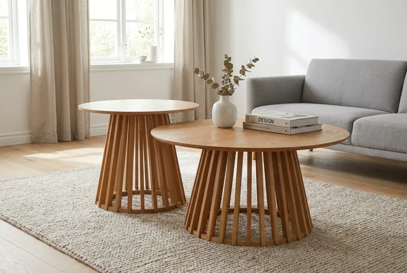 Peyra sofabord rundt 60 cm finér - Eg - Møbler - Borde - Sofabord