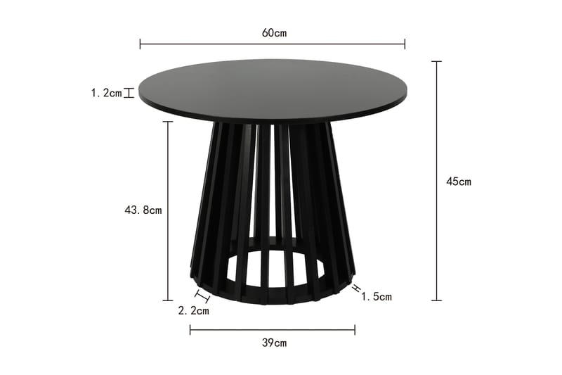 Peyra sofabord rundt 60 cm finér - Sort - Møbler - Borde - Sofabord