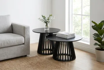 Peyra sofabord rundt 60 cm finér - Sortbejdset eg - Møbler - Borde - Sofabord
