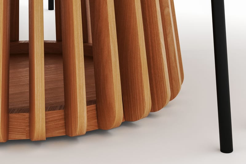 Peyra Spisebord 120 cm Rundt med 4 Gemmiano Stole - Natur - Møbler - Borde - Spisebordssæt