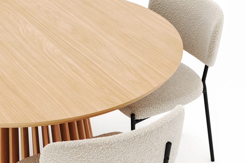 Peyra Spisebord 120 cm Rundt med 4 Gemmiano Stole - Natur - Møbler - Borde - Spisebordssæt