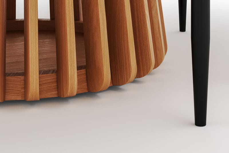 Peyra Spisebord 120 cm Rundt med 4 Sawako Stole - Natur - Møbler - Borde - Spisebordssæt