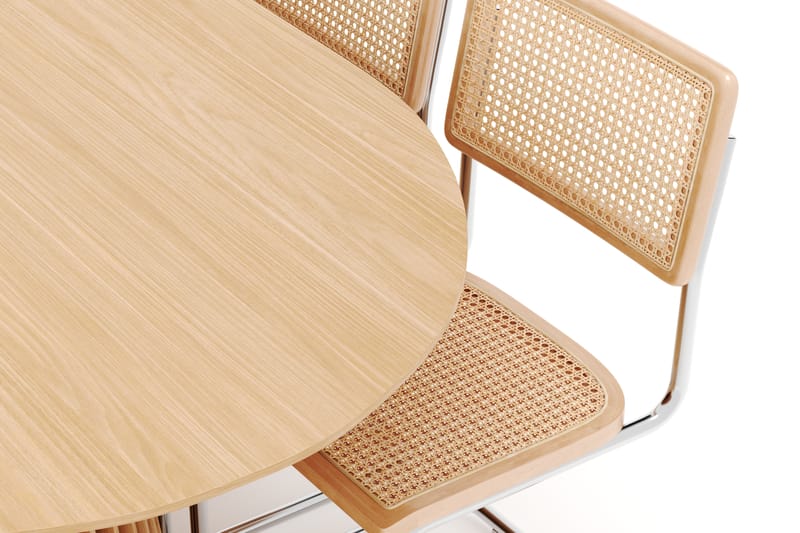 Peyra Spisebord 200 cm Ovalt Ek med 6 stk Build Matstkolar - Natur - Møbler - Borde - Spisebordssæt