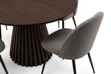 Peyra spisebordssæt 110 cm rundt med 4 Nibe Plus-spisestole - Røget eg - Møbler - Borde - Spisebordssæt