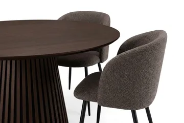 Peyra spisebordssæt 150 cm rundt med 6 Greya-spisestole - Røget eg - Møbler - Borde - Spisebordssæt