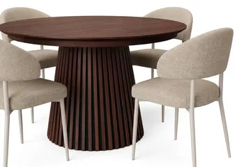 Peyra Spisebordssæt med udtræk 120-220 cm med 4 Sawako Spisestole - Valnød - Møbler - Borde - Spisebordssæt