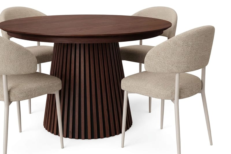 Peyra Spisebordssæt med udtræk 120-220 cm med 4 Sawako Spisestole - Valnød - Møbler - Borde - Spisebordssæt