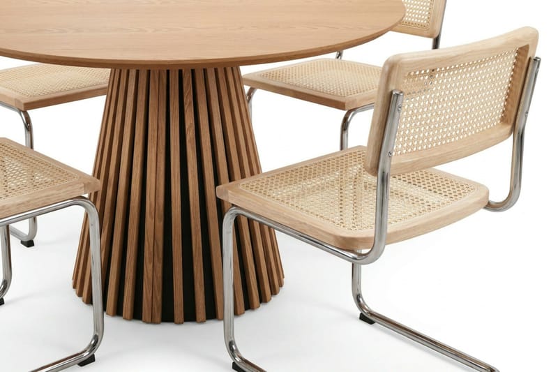Peyra spisegruppe rund 110 cm eg med 4 Build spisestole - Eg - Møbler - Borde - Spisebordssæt