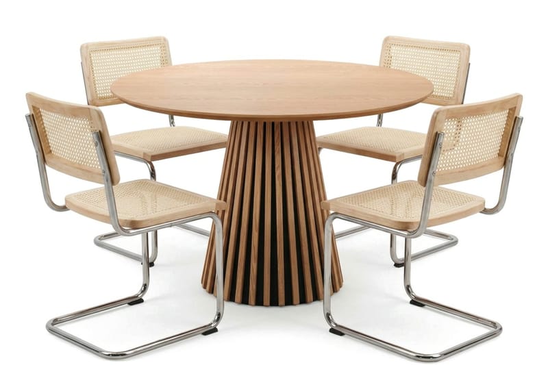 Peyra spisegruppe rund 110 cm eg med 4 Build spisestole, Eg