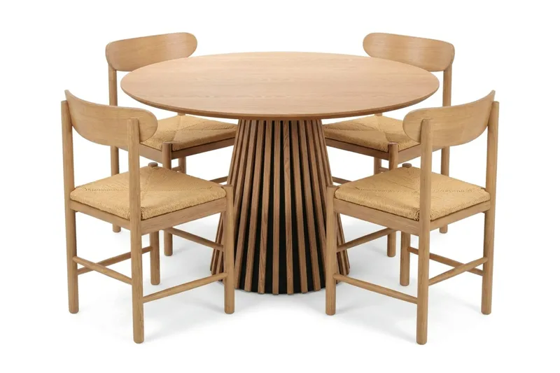 Peyra spisegruppe rund 110 cm eg med 4 Malte spisestole, undefined
