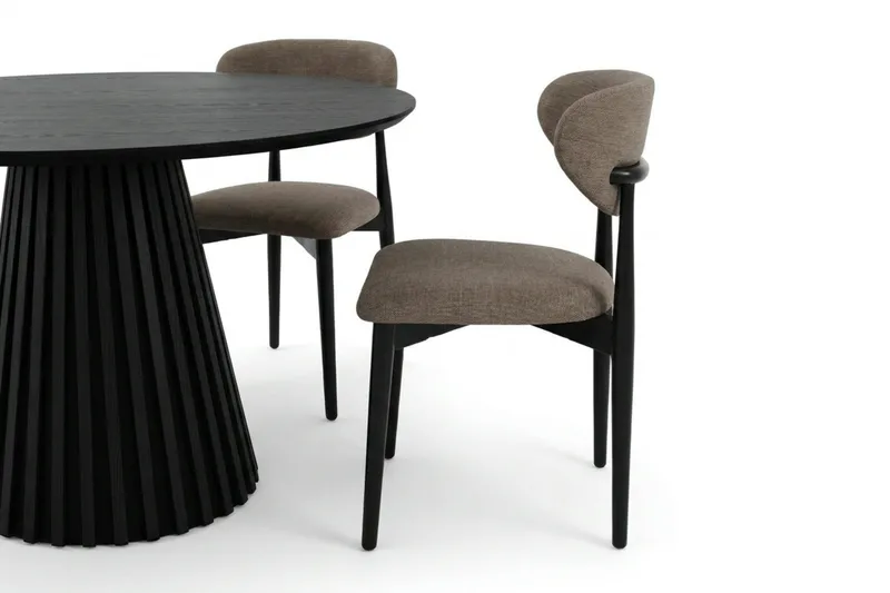 Peyra spisegruppe rund 110 cm sort med 4 Molly spisestole - Sort - Møbler - Borde - Spisebordssæt