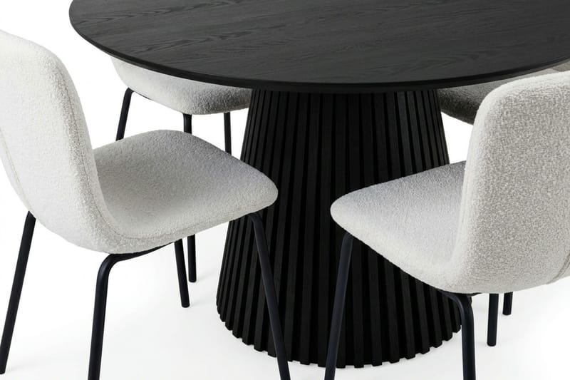 Peyra Spisegruppe rund 130 cm Sort med 6 Katy Spisestole - Sort - Møbler - Borde - Spisebordssæt