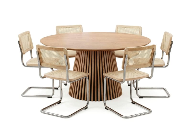 Peyra spisegruppe rund 150 cm eg med 6 Build-spisebordsstole - Eg - Møbler - Borde - Spisebordssæt