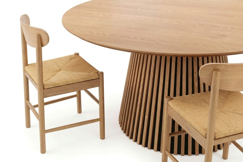 Peyra spisegruppe rund 150 cm eg med 6 Malte spisestole - Møbler - Borde - Spisebordssæt