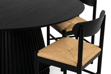 Peyra spisegruppe rund 180 cm sort med 8 Malte-spisebordsstole - Sortbejdset eg - Møbler - Borde - Spisebordssæt