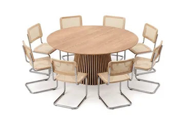 Peyra spisegruppe rundt 180 cm eg med 8 Build-spisebordsstole - Eg - Møbler - Borde - Spisebordssæt