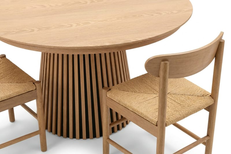 Peyra spisegruppe udtrækkelig rund 120-220 cm eg med 4 Malte spisestole - Møbler - Borde - Spisebordssæt