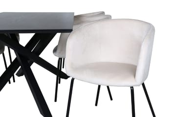 Piazza Spisebord 190 cm med 6 Berit Armstole i Velour med Armlæn - Møbler - Borde - Spisebordssæt
