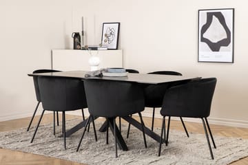 Piazza Spisebord 190 cm med 6 Berit Armstole med Armlæn - Møbler - Borde - Spisebordssæt