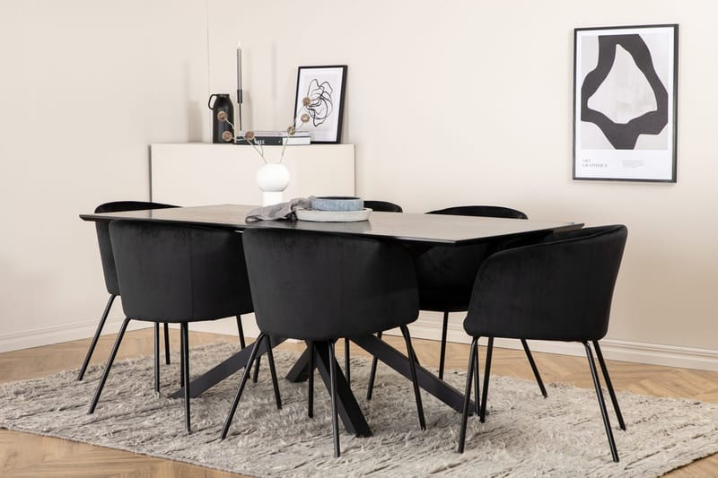 Piazza Spisebord 190 cm med 6 Berit Armstole med Armlæn - Møbler - Borde - Spisebordssæt
