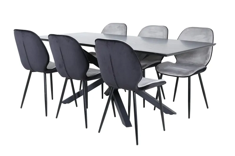 Piazza Spisebord 190 cm med 6 Emma Spisebordsstole
