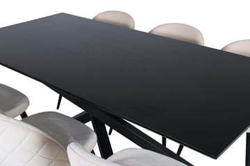Piazza Spisebord 190 cm med 6 Velvet Stitches Spisebordsstole - Møbler - Borde - Spisebordssæt