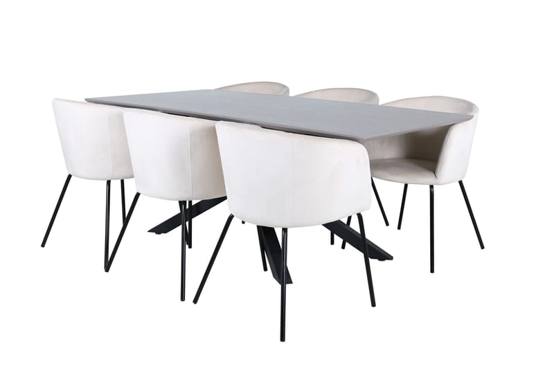 Piazza Spisebordssæt 180 cm Rektangulær med 6 Berit Stole, Beige