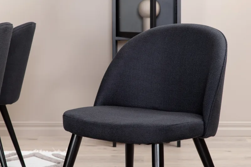 Piazza Spisebordssæt 180 cm Rektangulær med 6 Velvet Stole - Svart - Møbler - Borde - Spisebordssæt